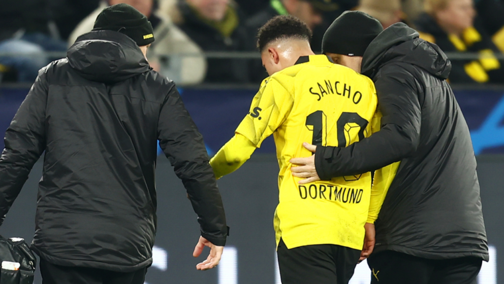 Jadon Sancho explains badge-thumping celebration for Borussia Dortmund and offers injury update after scoring in Champions League win over PSV